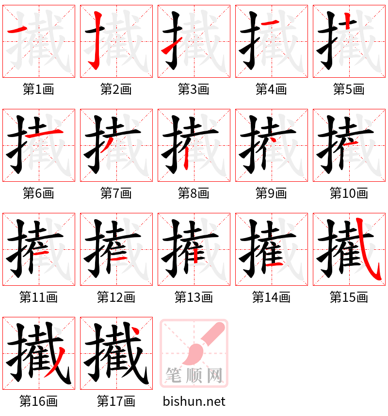 擮 笔顺规范