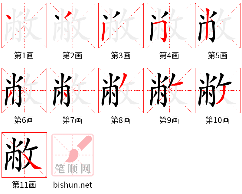 敝 笔顺规范