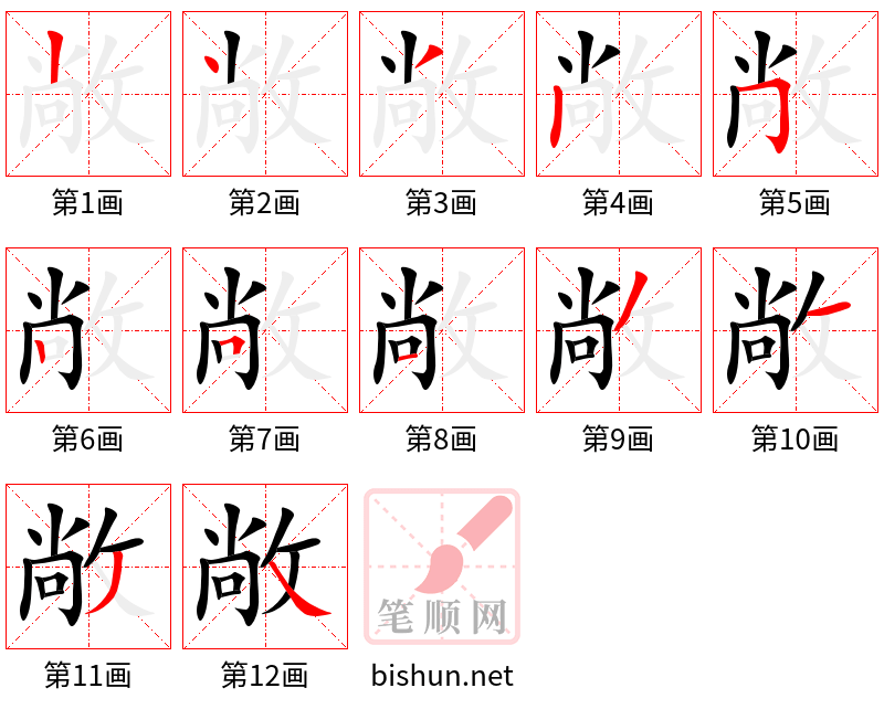 敞 笔顺规范