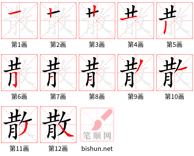 散 笔顺规范