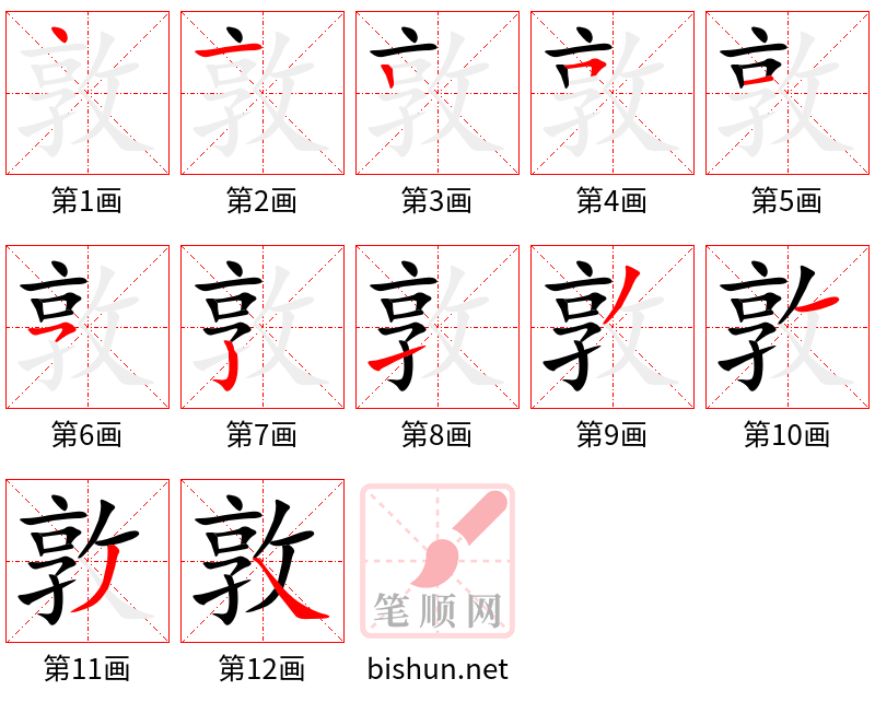 敦 笔顺规范