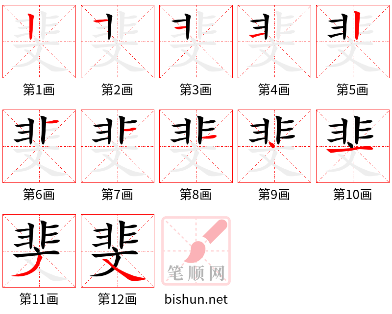 斐 笔顺规范