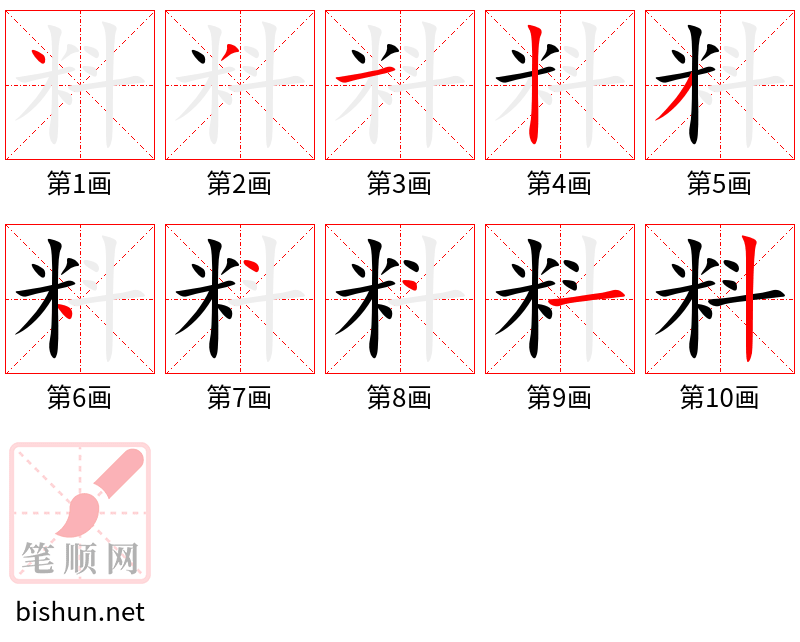 料 笔顺规范