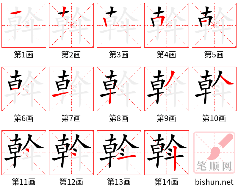 斡 笔顺规范