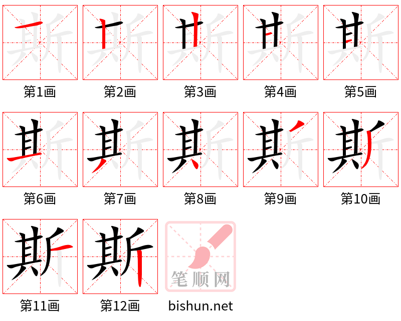 斯 笔顺规范