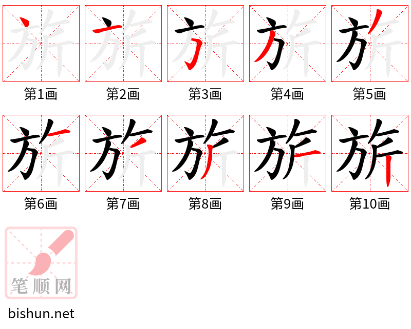 旂 笔顺规范