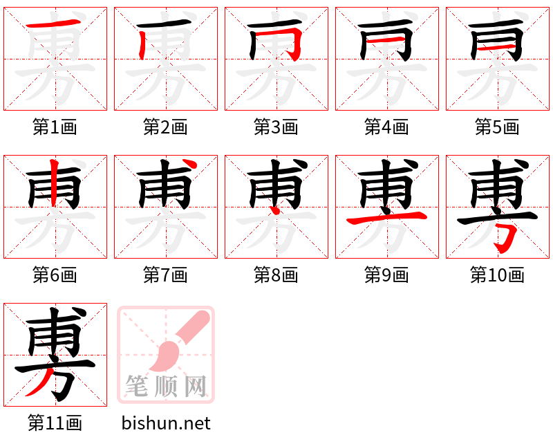 旉 笔顺规范