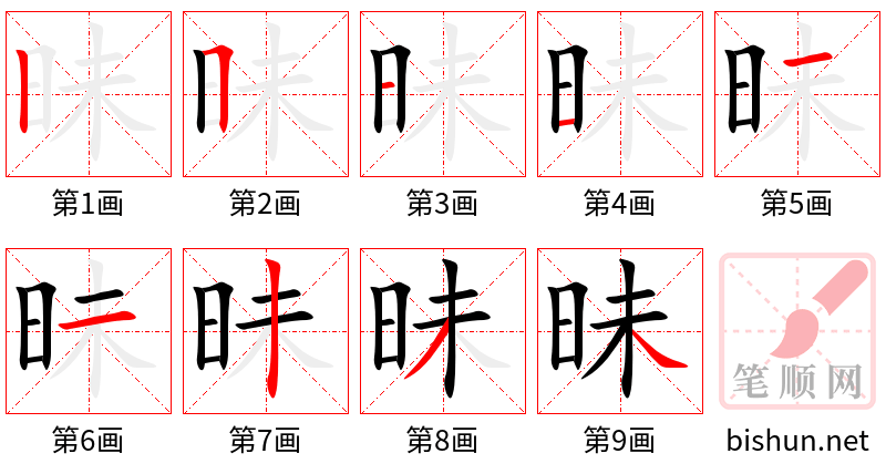 昧 笔顺规范