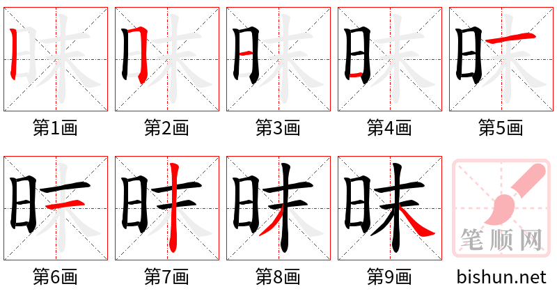 昩 笔顺规范