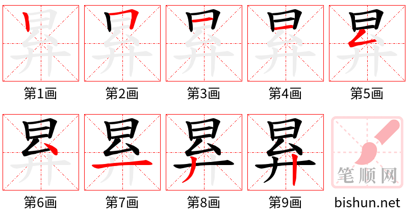 昪 笔顺规范