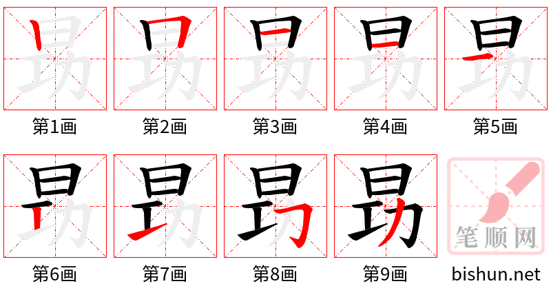 昮 笔顺规范