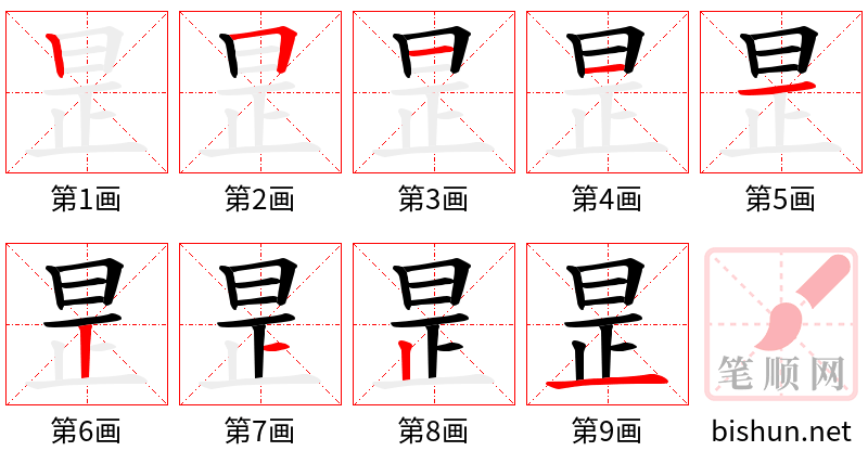 昰 笔顺规范