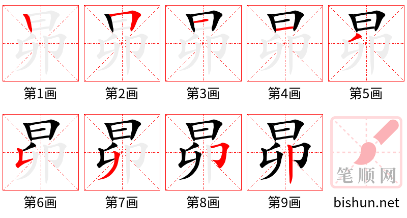 昴 笔顺规范