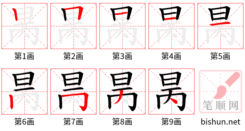 昺 笔顺规范