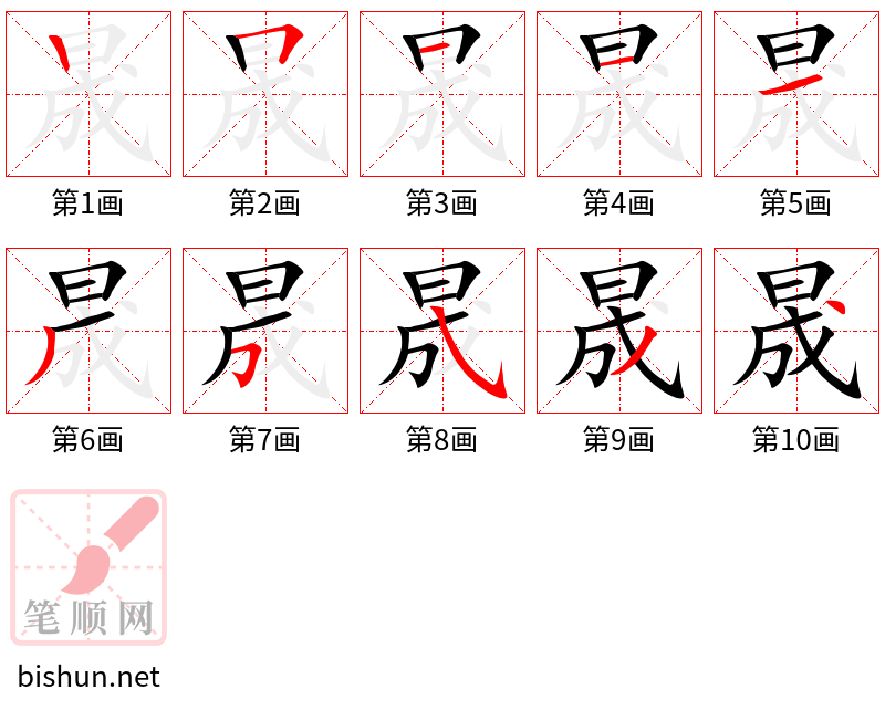 晟 笔顺规范