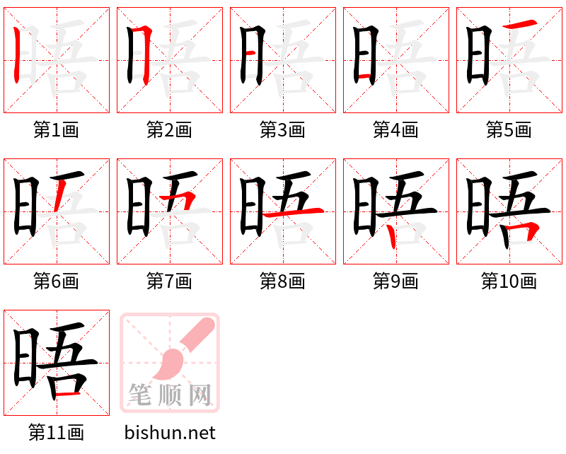 晤 笔顺规范