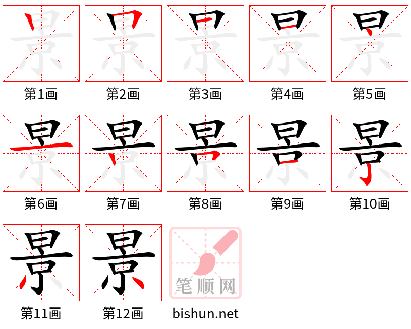 景 笔顺规范