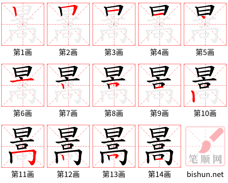 暠 笔顺规范