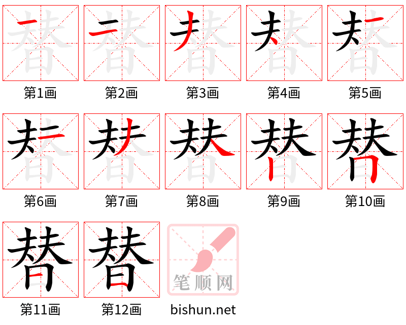 替 笔顺规范