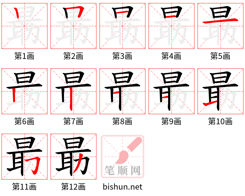 朂 笔顺规范