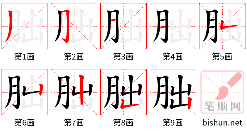 朏 笔顺规范