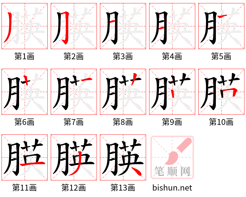 朠 笔顺规范