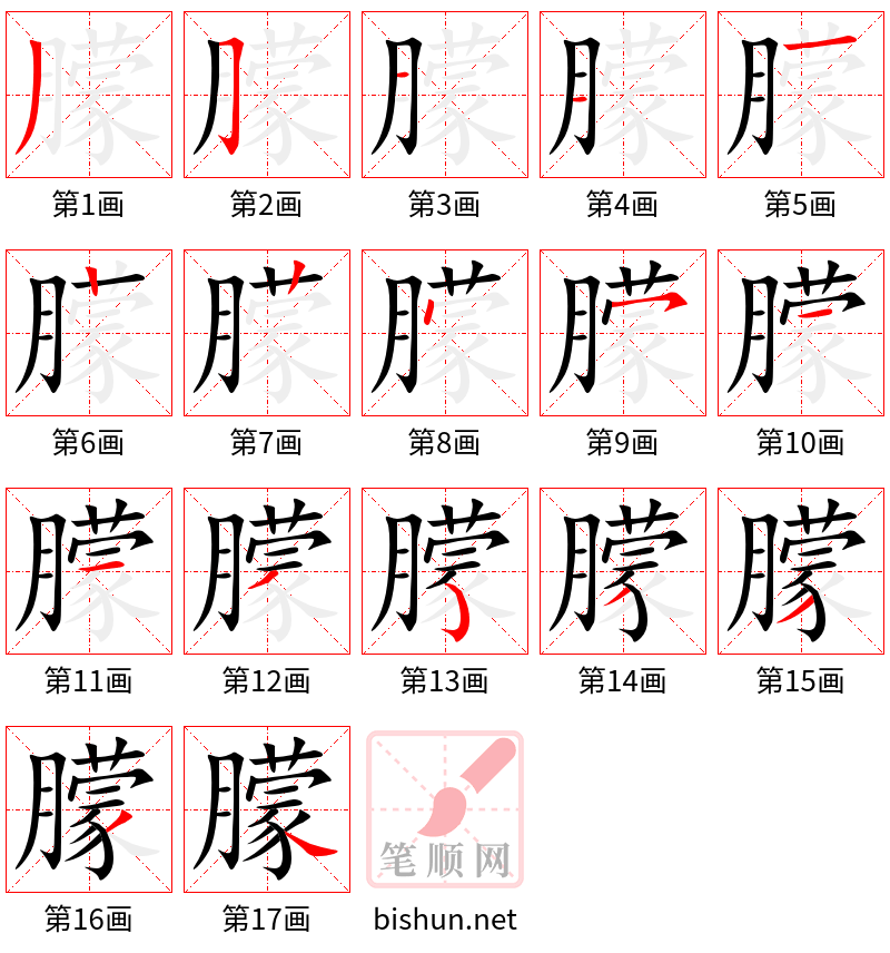 朦 笔顺规范