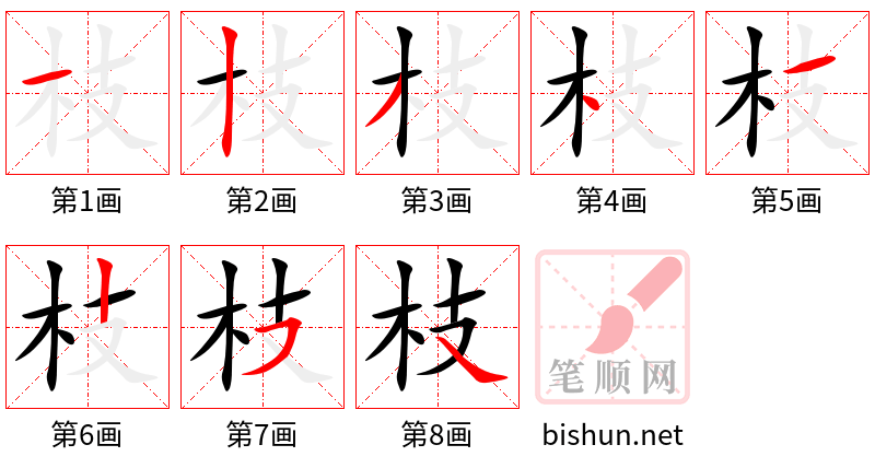 枝 笔顺规范