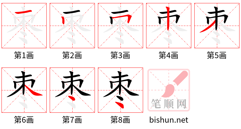 枣 笔顺规范