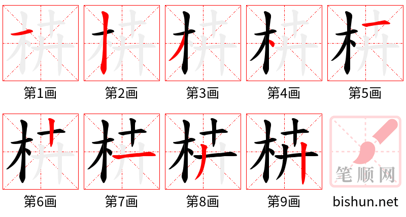 枿 笔顺规范