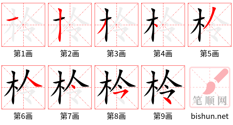 柃 笔顺规范