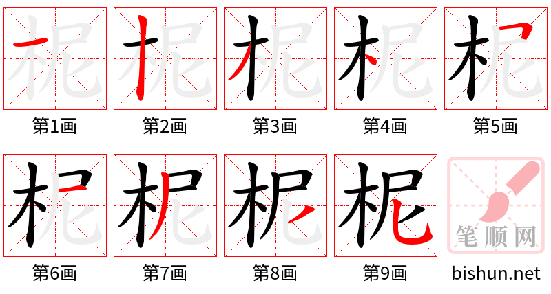 柅 笔顺规范