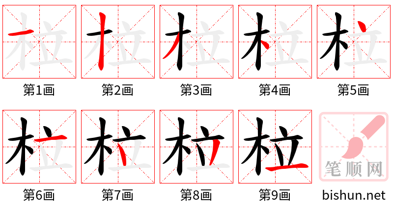 柆 笔顺规范