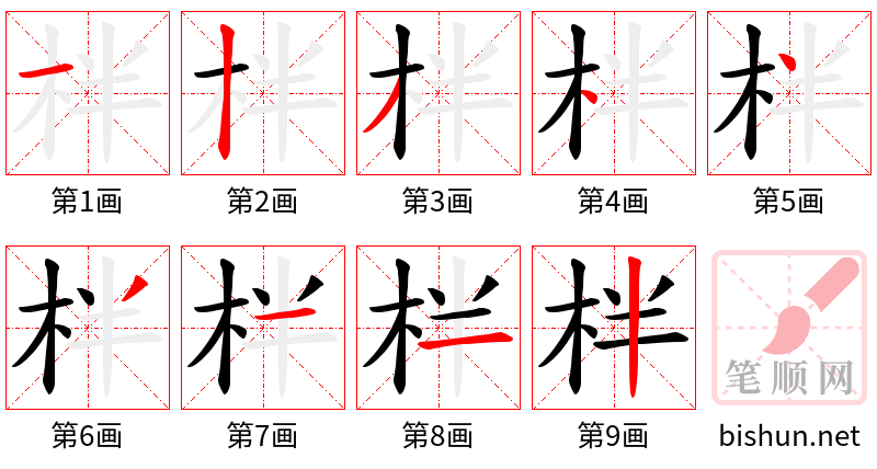 柈 笔顺规范