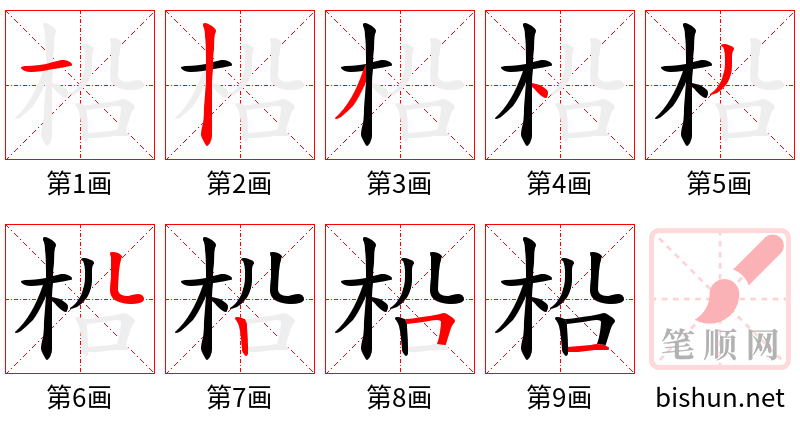 柗 笔顺规范