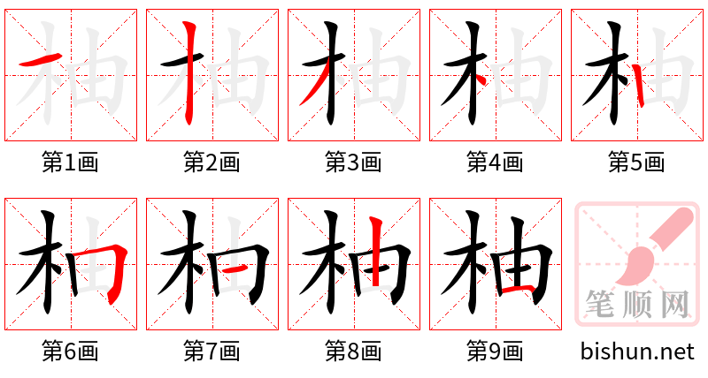 柚 笔顺规范