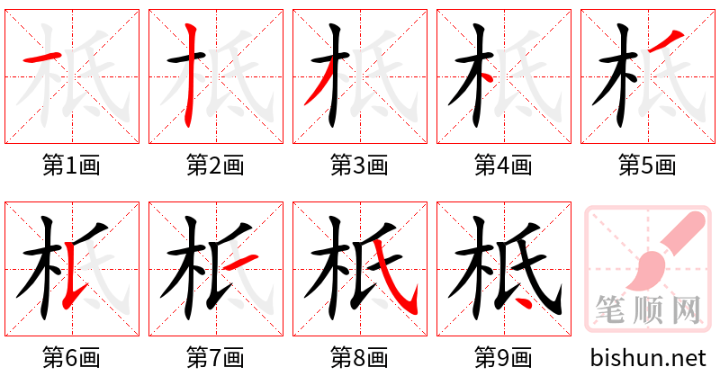 柢 笔顺规范