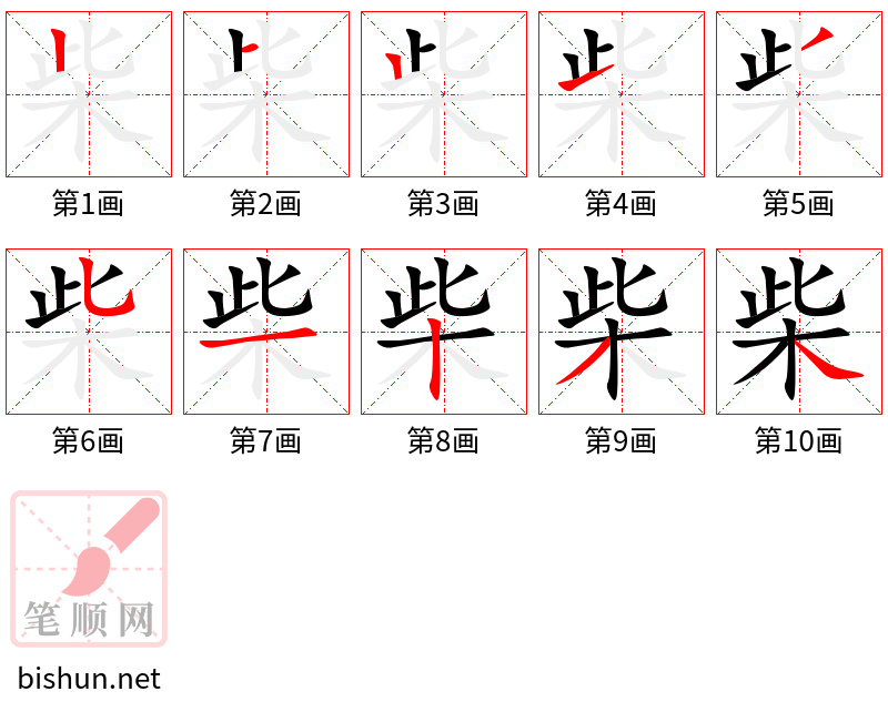 柴 笔顺规范