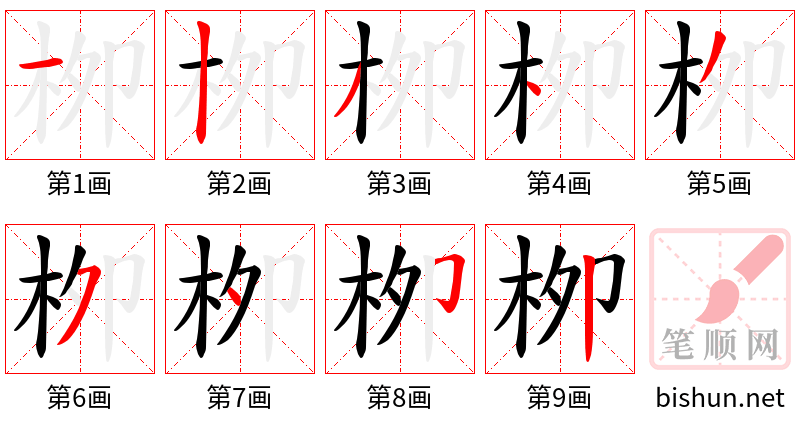 栁 笔顺规范