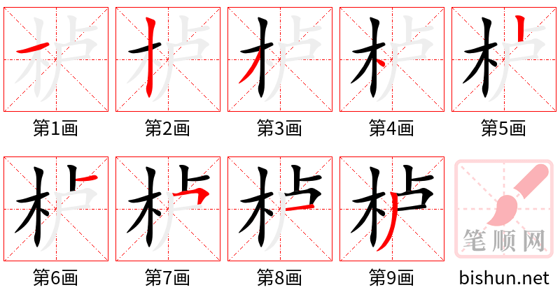 栌 笔顺规范