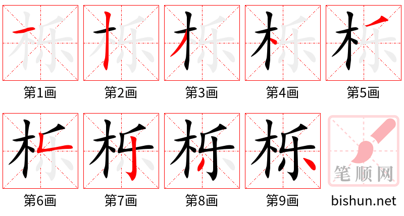 栎 笔顺规范