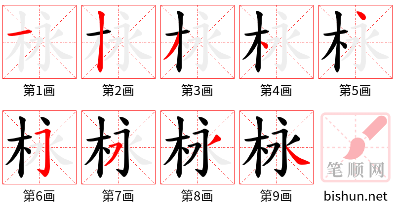 栐 笔顺规范