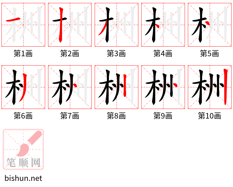 栦 笔顺规范