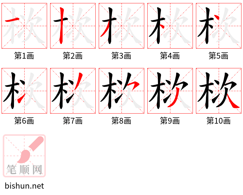 栨 笔顺规范