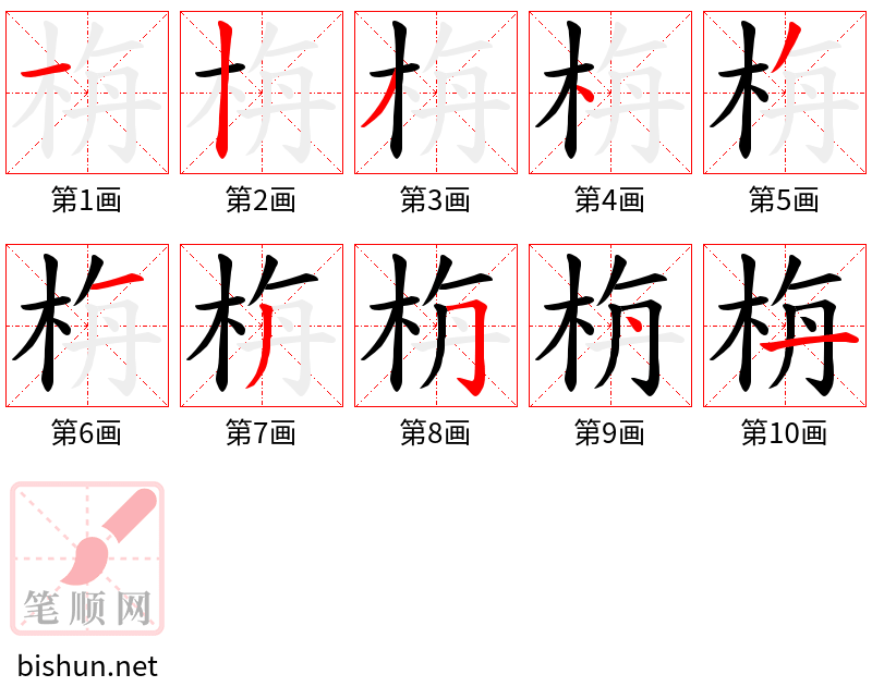 栴 笔顺规范