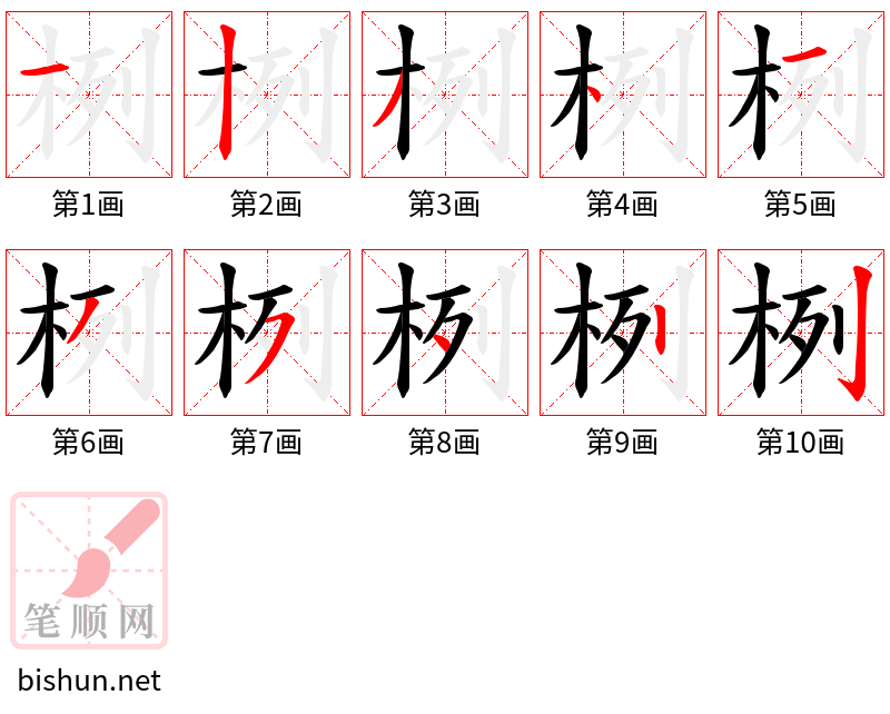 栵 笔顺规范