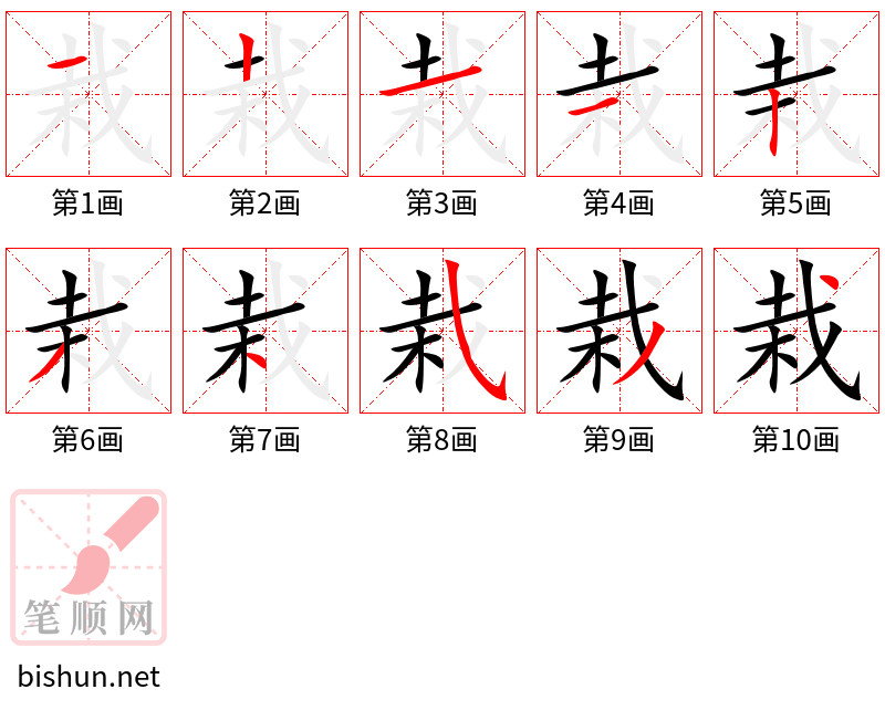 栽 笔顺规范