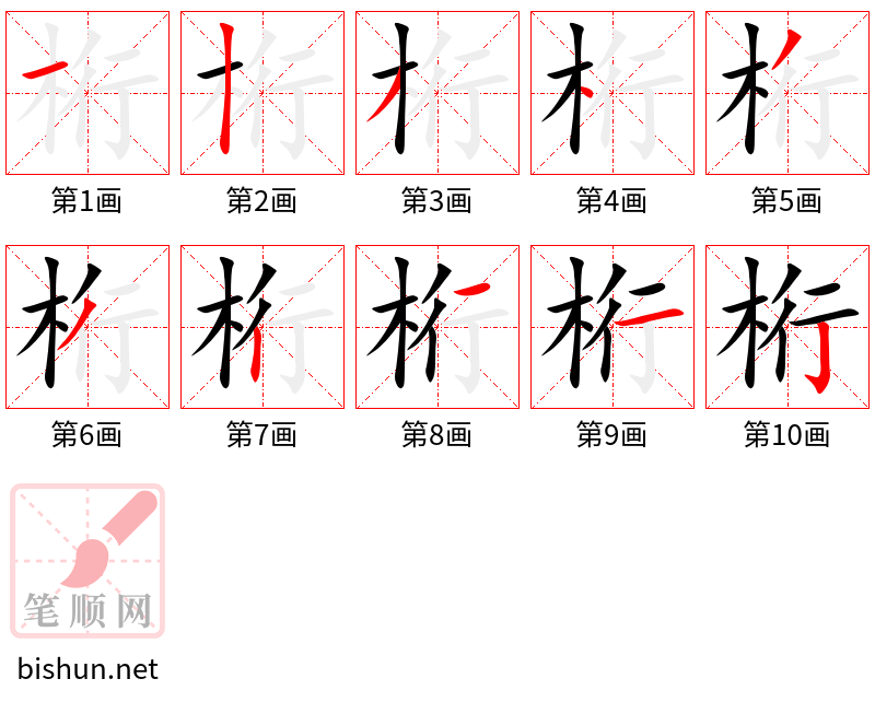 桁 笔顺规范