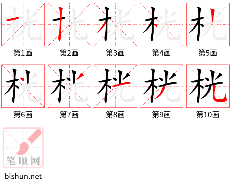 桄 笔顺规范