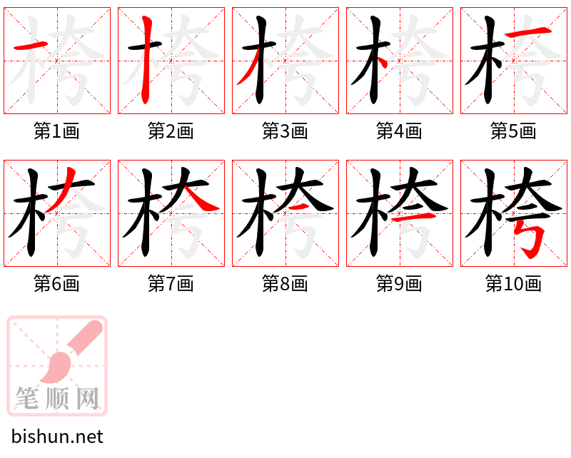 桍 笔顺规范